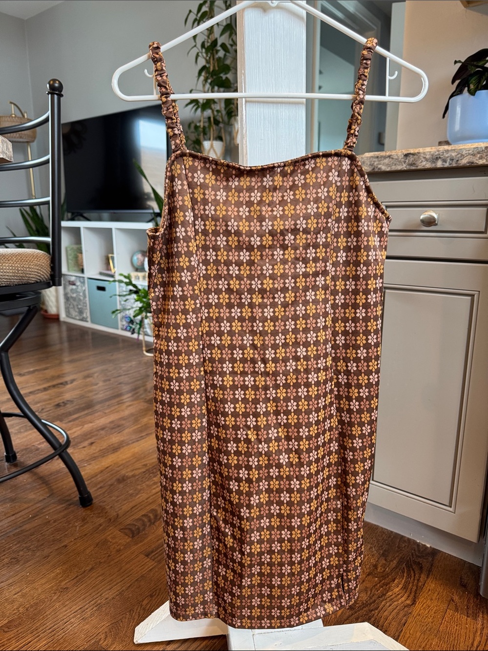 Hippie Rose Brown Floral Mini Slip Dress